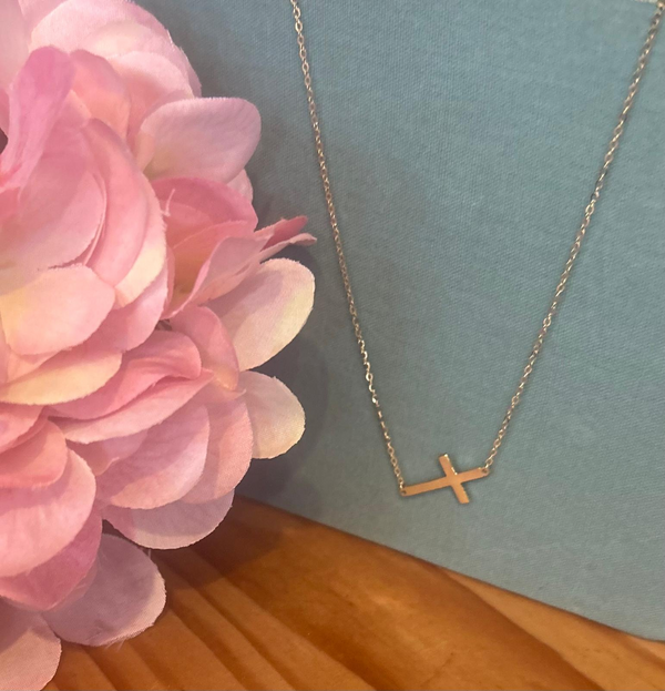 14K Gold Sideways Necklace